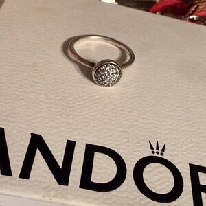 Pandora Silver Ring with Glittering Accents